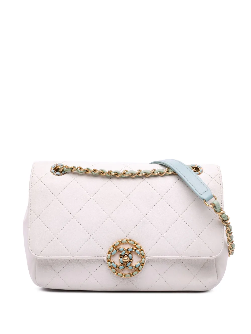 CHANEL Pre-Owned 2019 ココマーク マトラッセ カーフスキン シングルフラップ ショルダーバッグ - ブルー CHANEL Pre-Owned 2019 ココマーク マトラッセ カーフスキン シングルフラップ ショルダーバッグ - ブルー