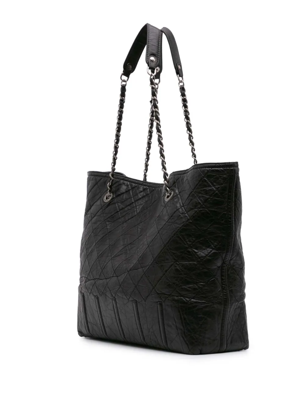 Pre-owned Chanel 2008-2009 Distressed Calfskin Shopping In Moscow Tote Bag