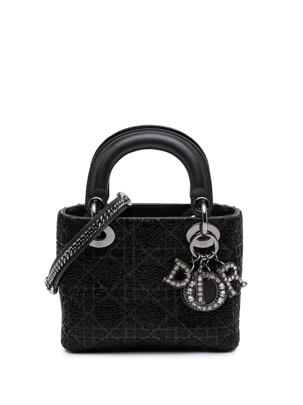Christian Dior Pre-Owned 2021 ミニ ビーズ ラムスキン クリスタル カナージュ レディ ディオール Christian Dior Pre-Owned 2021 ミニ ビーズ ラムスキン クリスタル カナージュ レディ ディオール