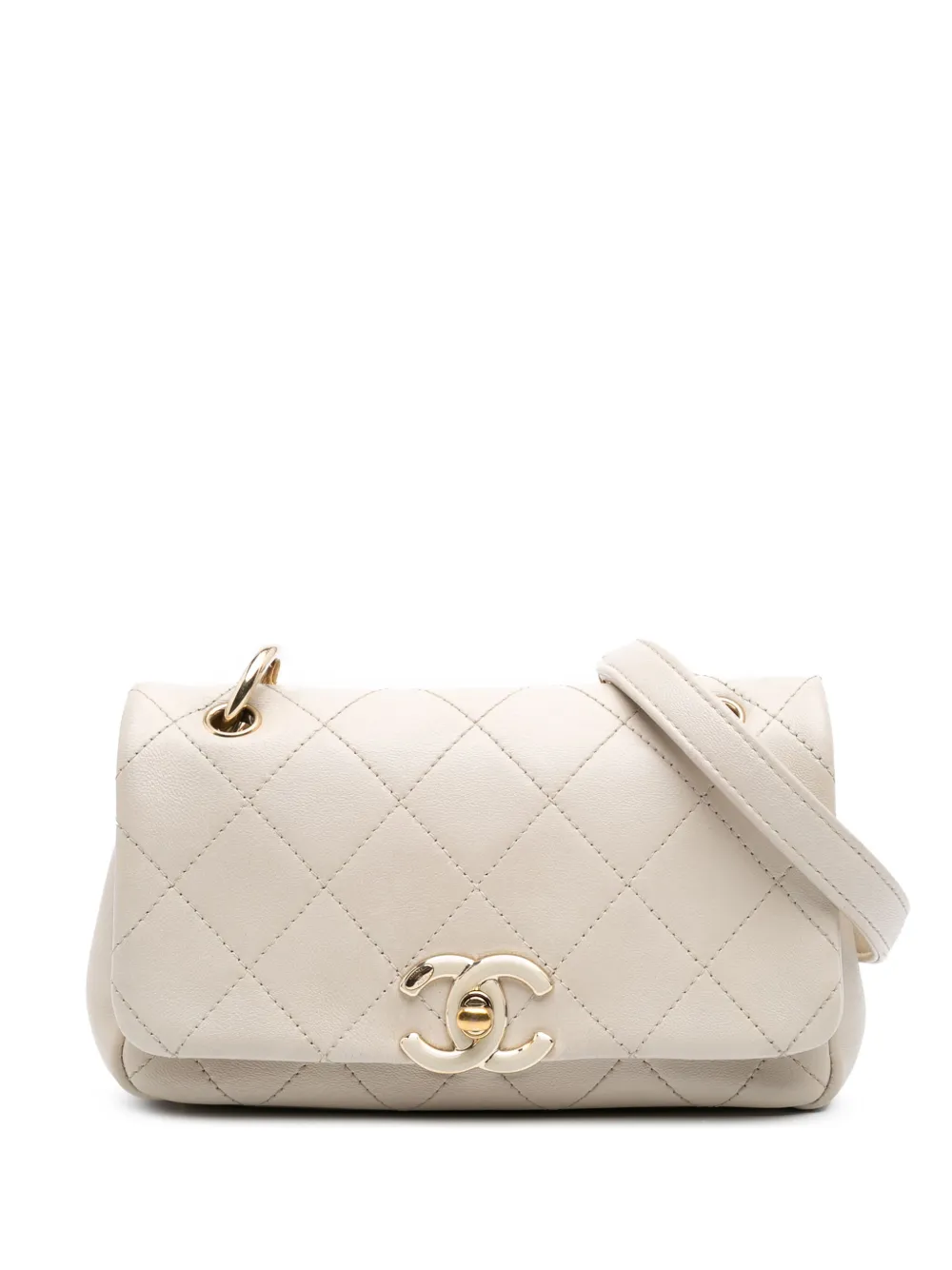 CHANEL Pre-Owned 2020 Medium Lambskin Twist Chain Enamel CC Flap crossbody bag | Brown | Image 1