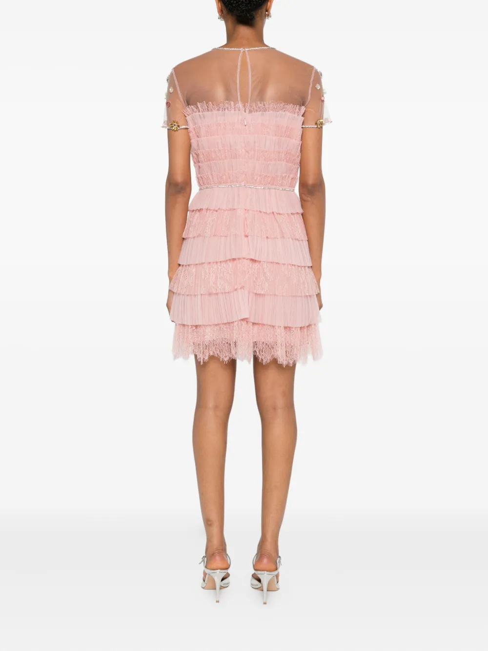 Costarellos rhinestone-embellished tiered dress Roze