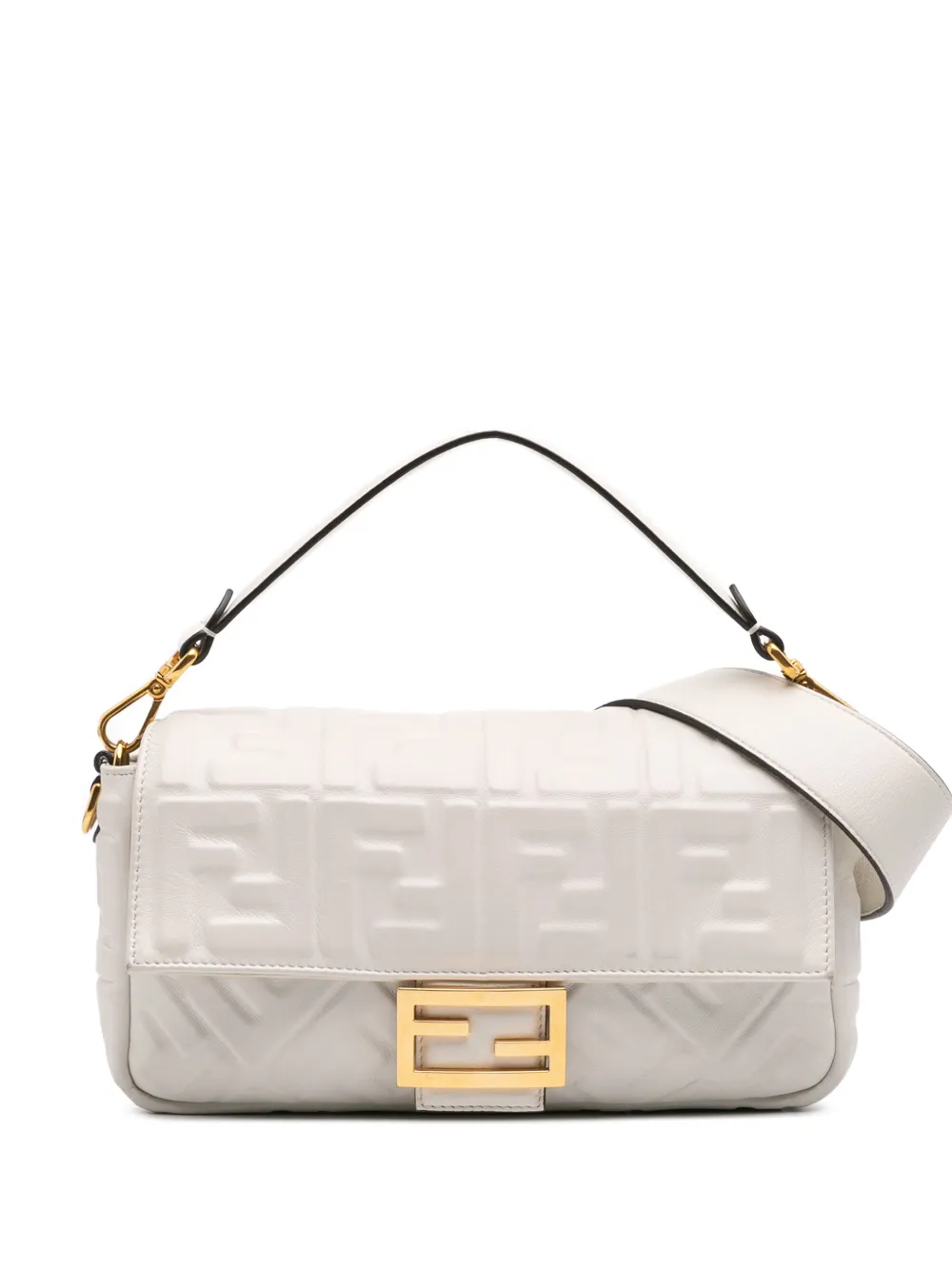 Fendi Pre-Owned 2010-2024 Zucca Embossed Leather Baguette satchel | White | Image 1