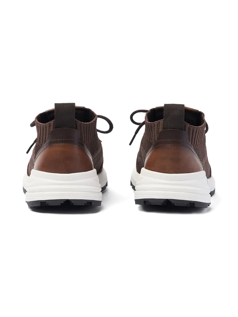 Scarosso knit-textured lace-up sneakers Brown