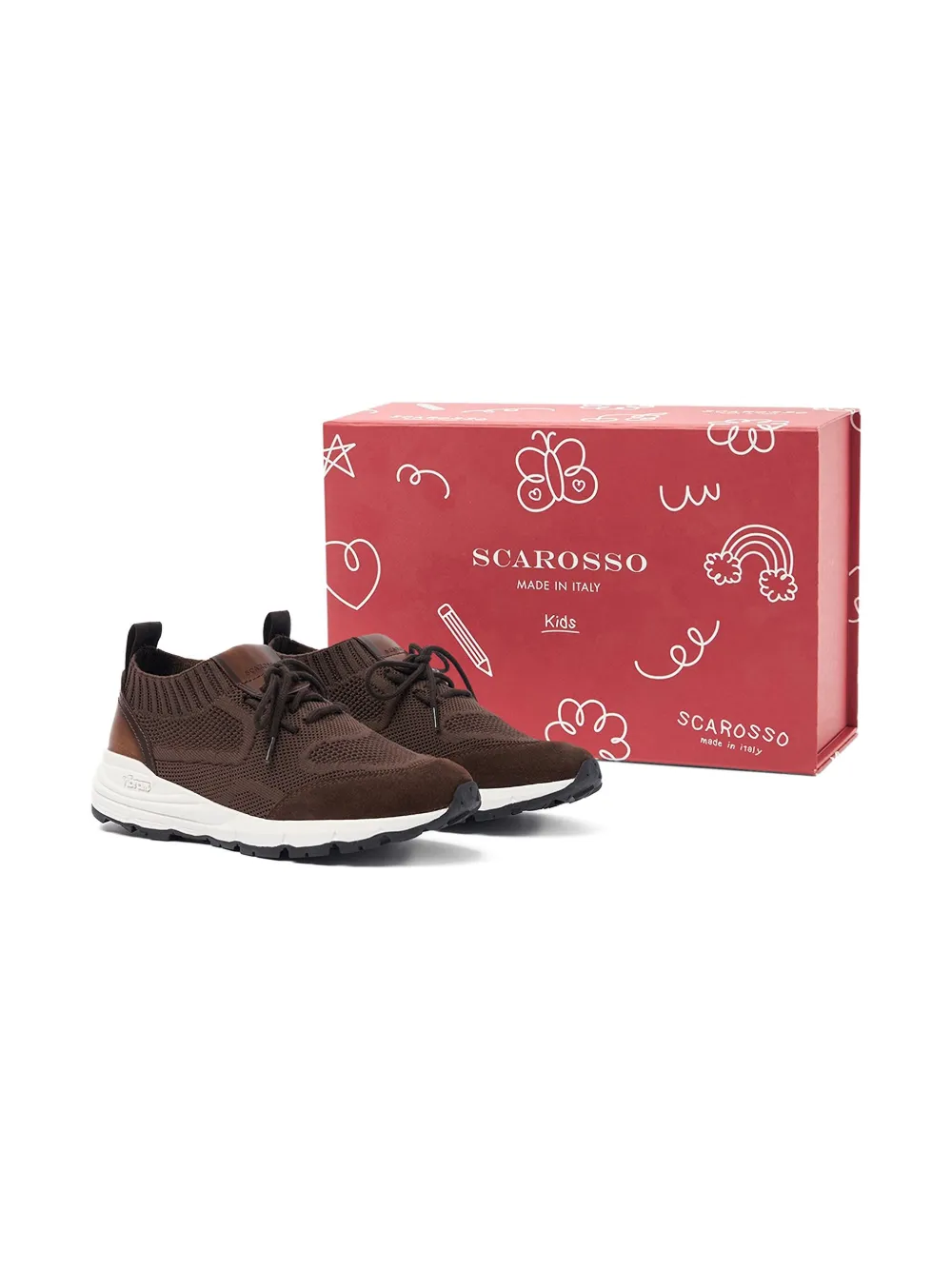 Scarosso knit-textured lace-up sneakers Brown