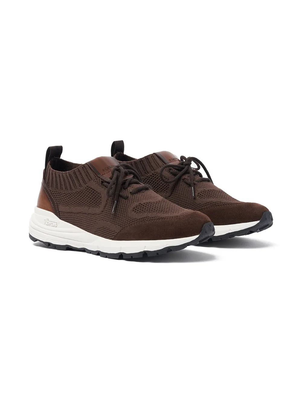 Scarosso knit-textured lace-up sneakers Brown