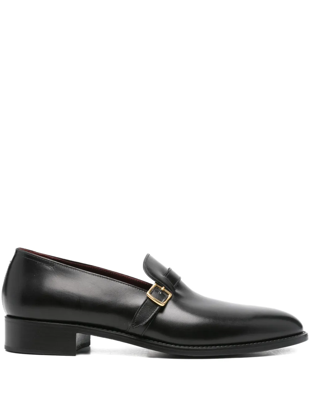 Husbands buckle-fastening leather loafers Black