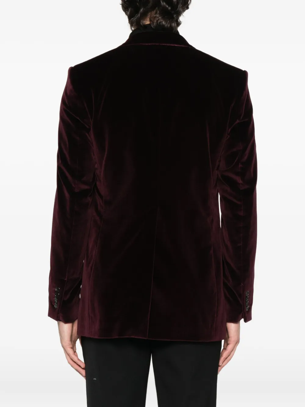 Husbands Velvet Single-breasted Blazer In Burgundy
