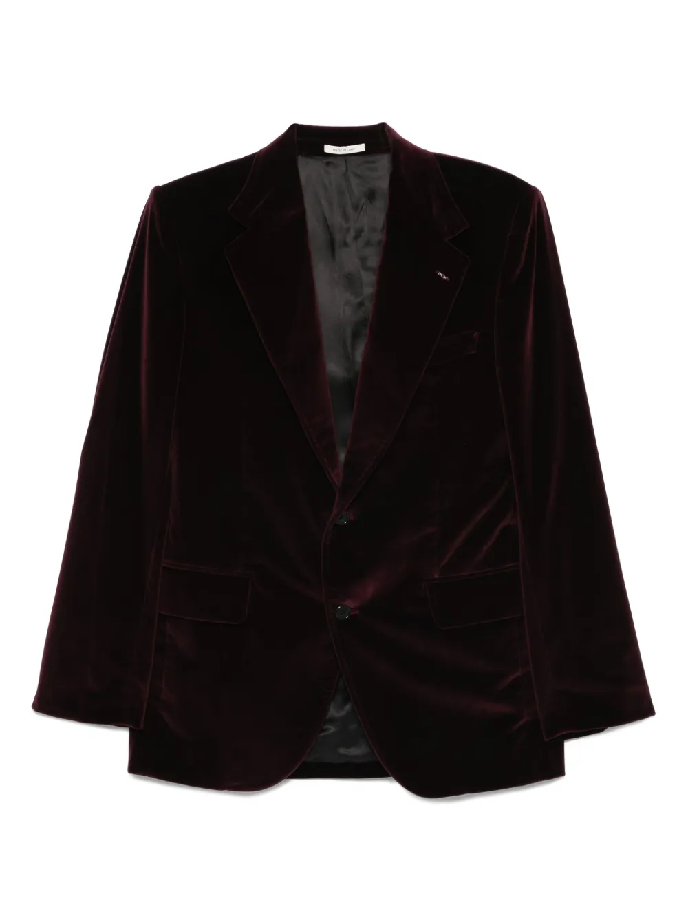 Husbands Velvet Single-breasted Blazer In Burgundy