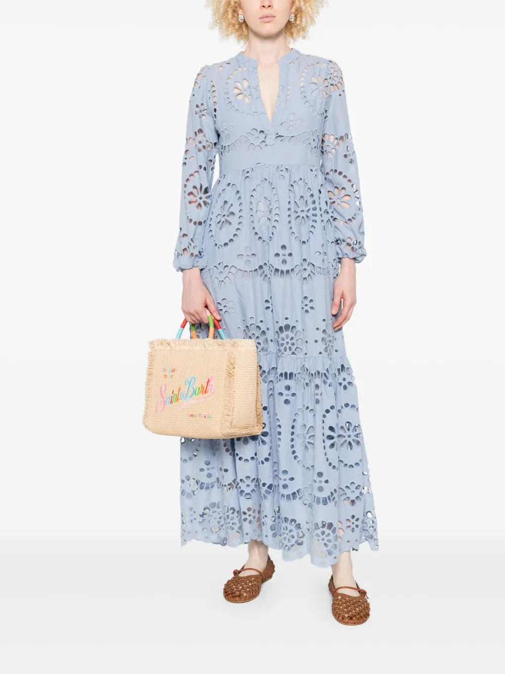 MC2 Saint Barth cotton v-neck dress - Blauw