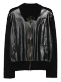 Versace Pre-Owned 2000s leather knitted jacket - Black