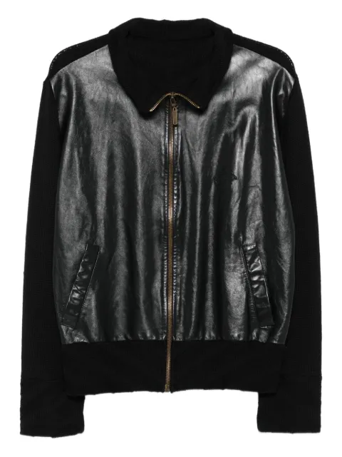 Versace Pre-Owned 2000s Strickjacke mit Ledereinsätzen
