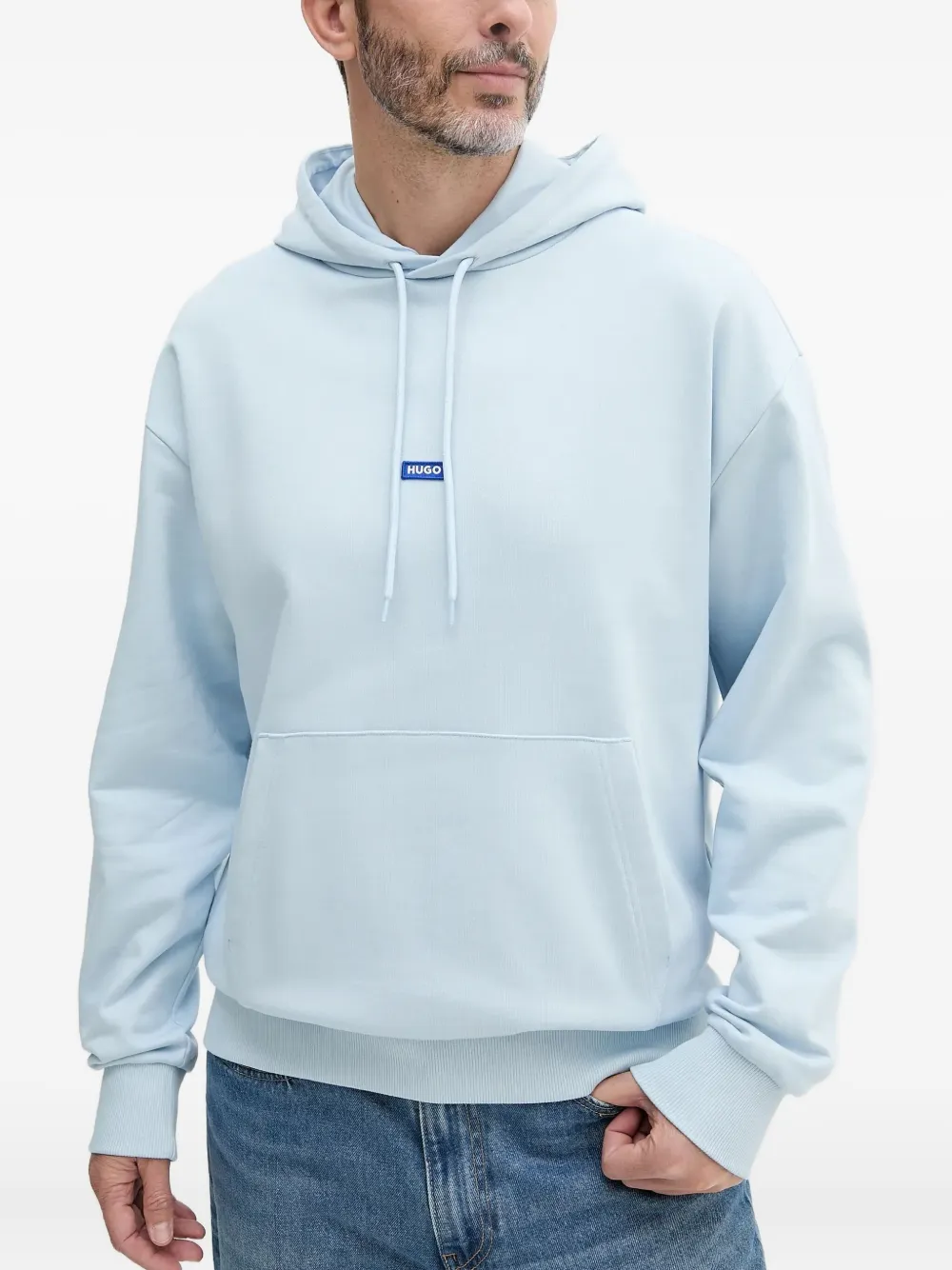 HUGO Nazardo logo-patch hoodie | Blue | Image 1