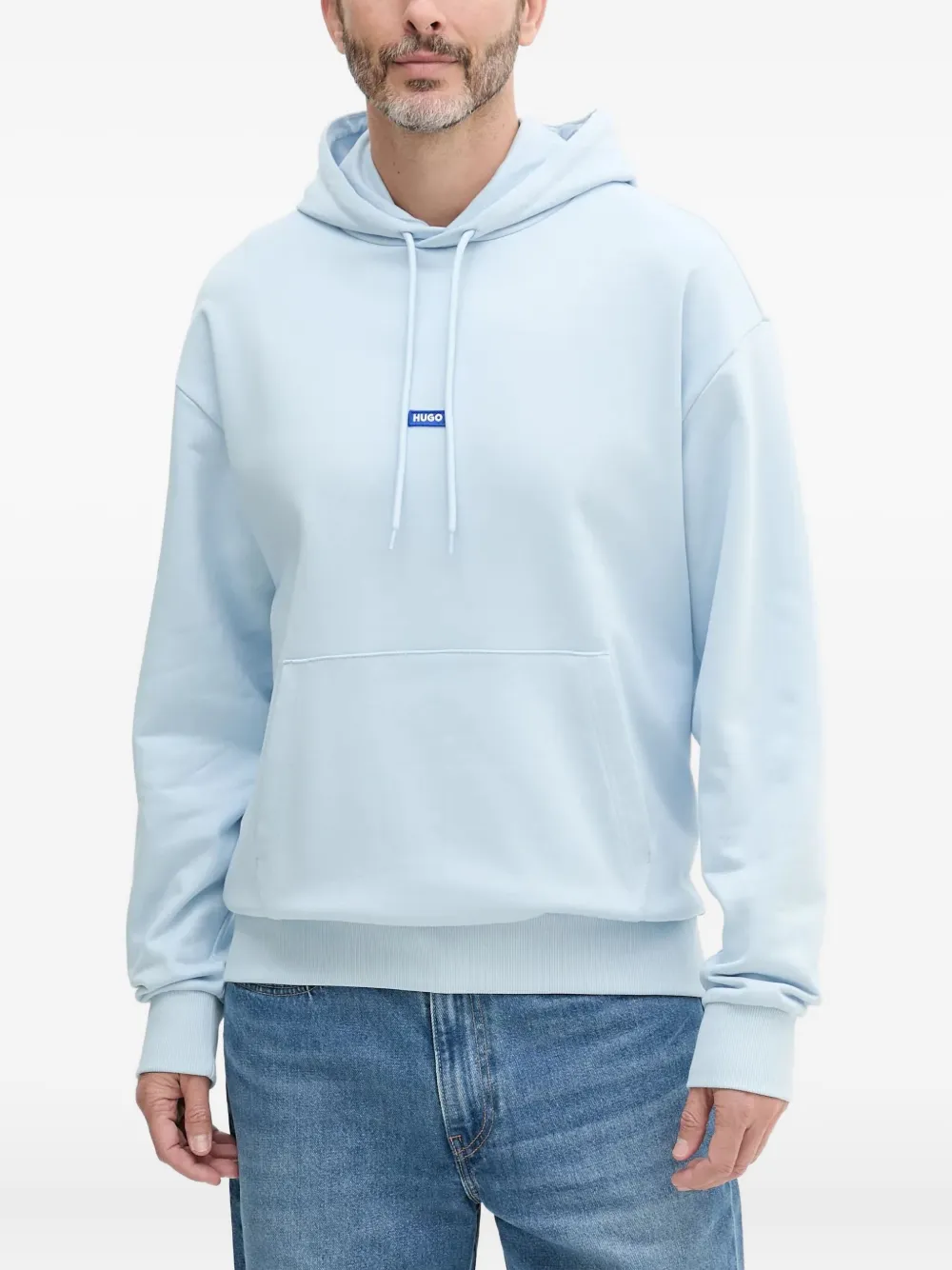 HUGO Nazardo hoodie met logopatch Blauw