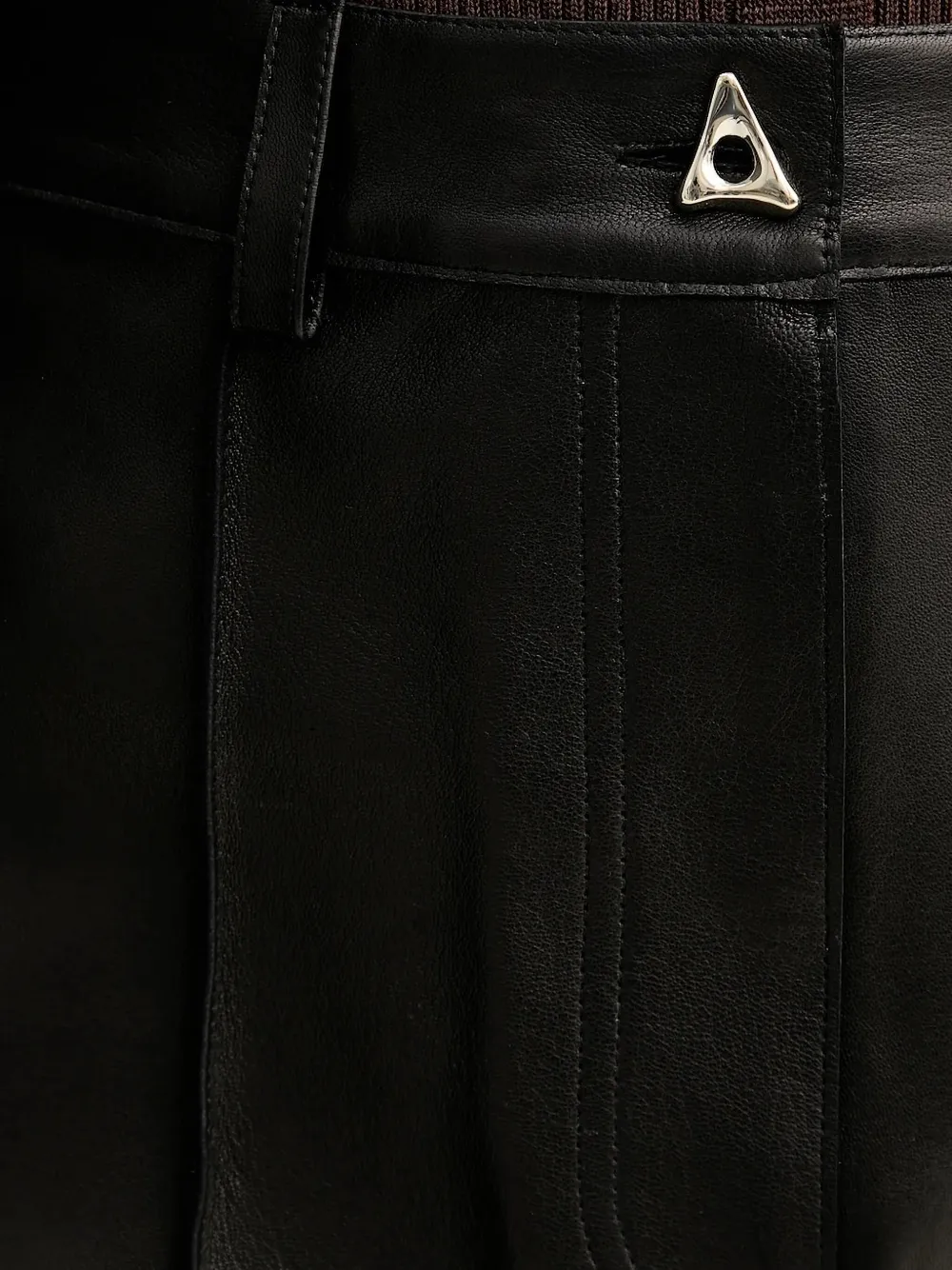 AERON Leren mini-rok met knoopsluiting Zwart