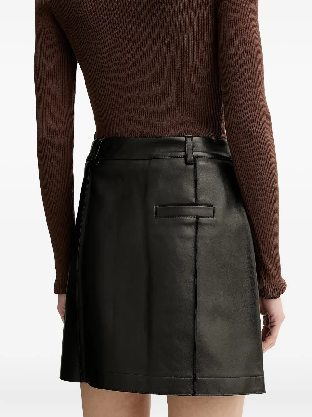 AERON Leren mini-rok met knoopsluiting - Zwart