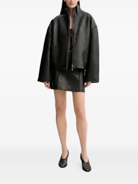 AERON button-fastening leather mini skirt