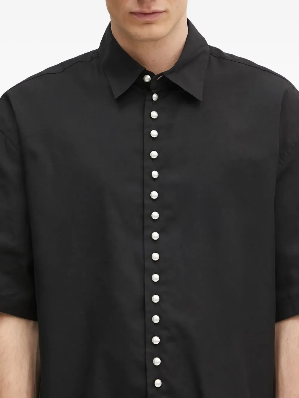 AMBUSH pearl-embellished short-sleeve shirt Zwart