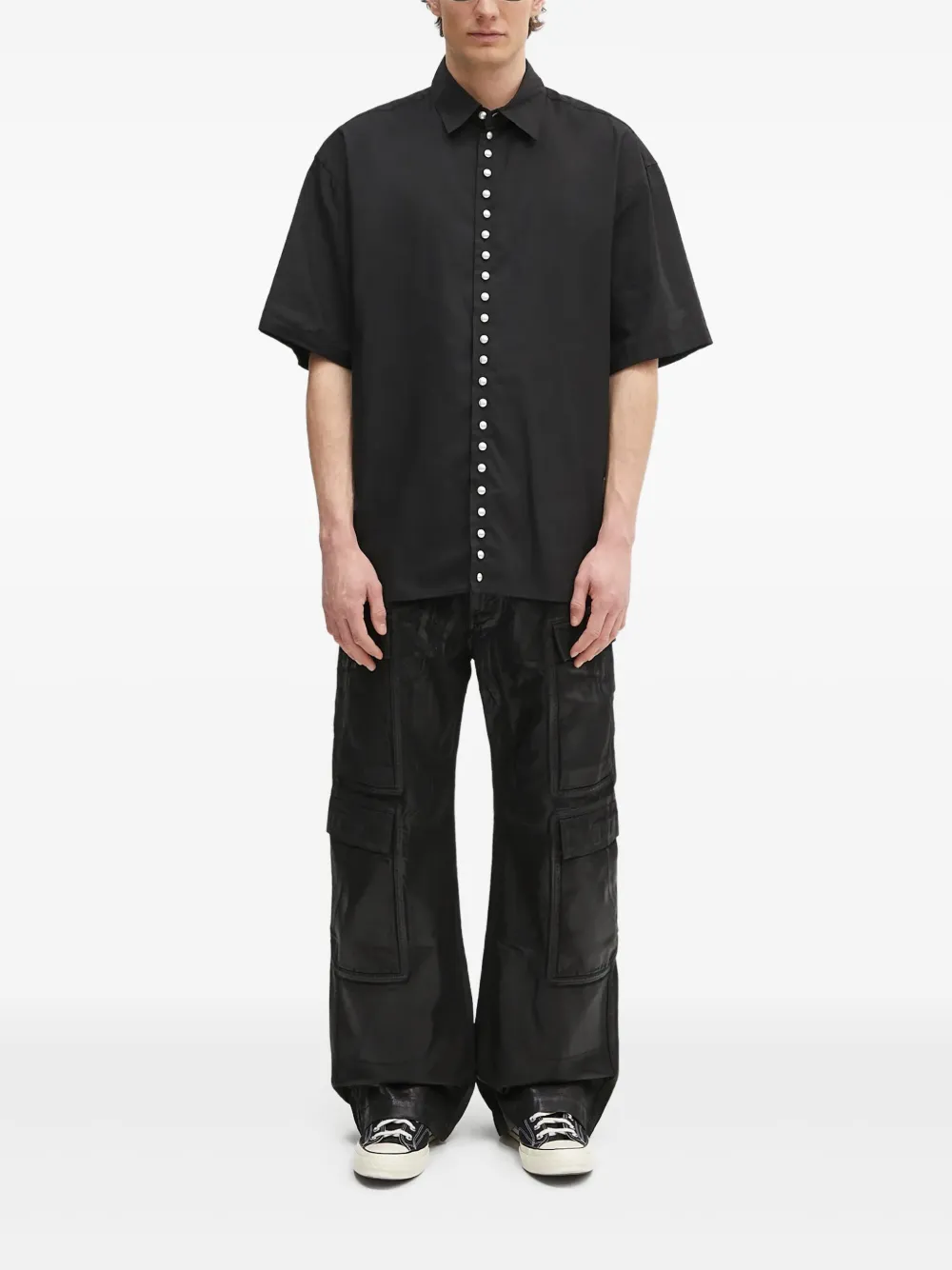 AMBUSH pearl-embellished short-sleeve shirt Zwart
