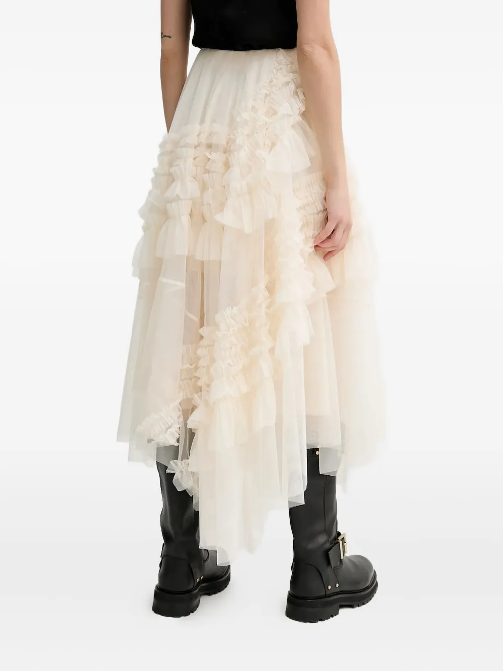 AllSaints Jen ruffled-tulle midi skirt - Wit