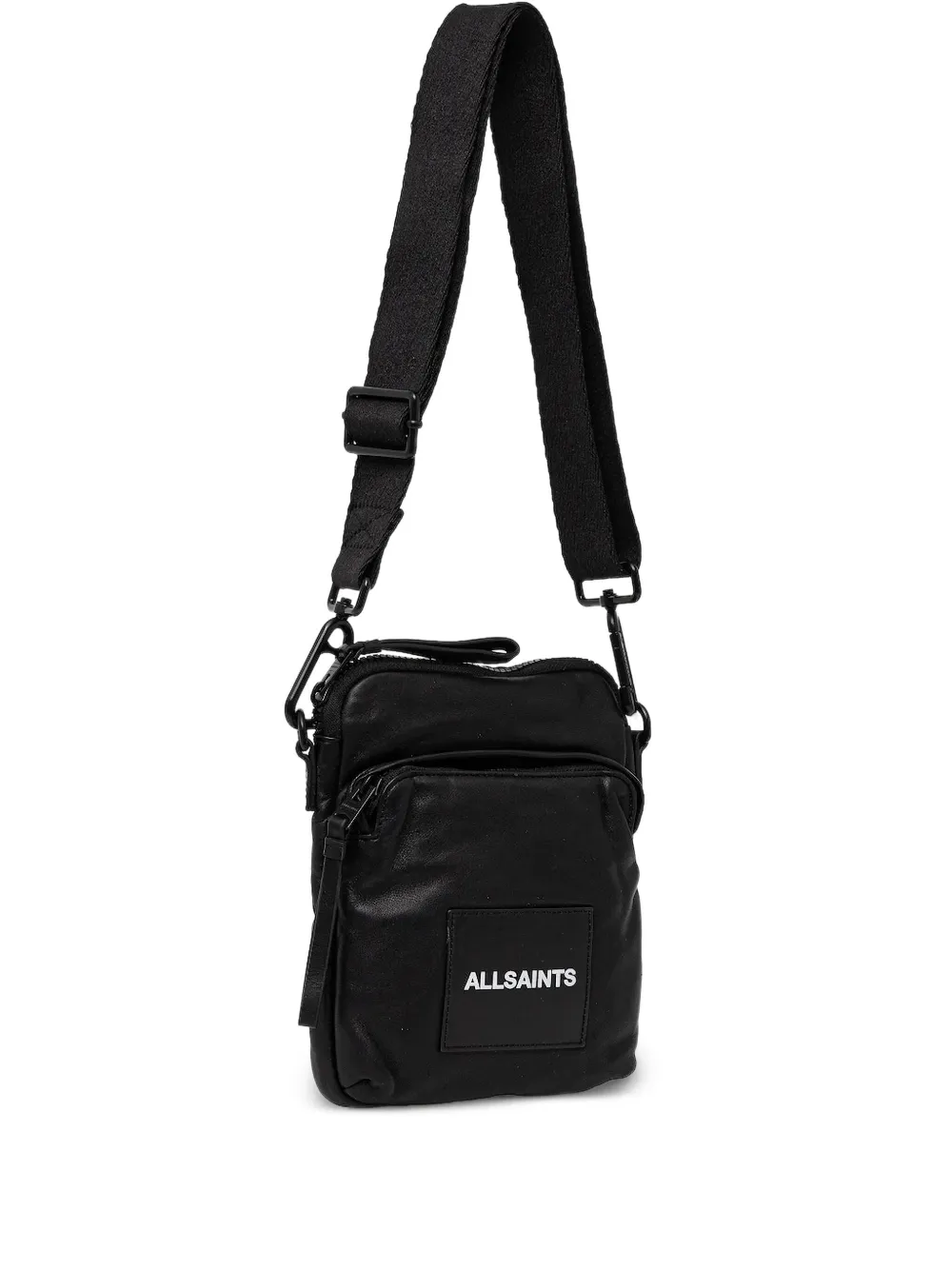 AllSaints Falcon logo-plaque leather messenger bag | Black | Image 1