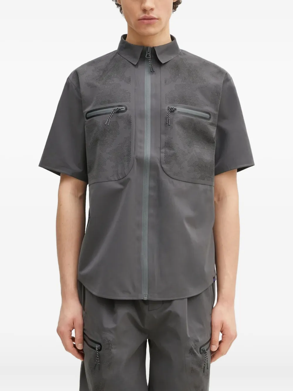 Alpha Industries zip-up perforated shirt | Grey | Image 1