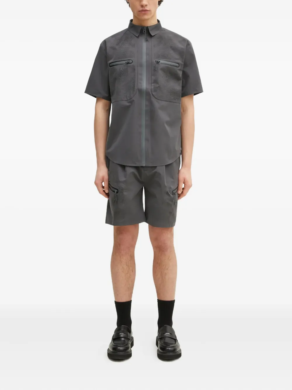 Alpha Industries Geperforeerd overhemd met rits - Grijs
