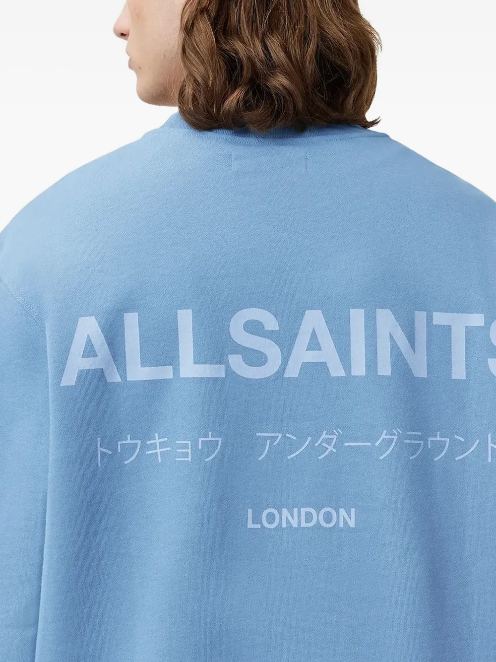AllSaints Sweater met geborduurd logo Blauw