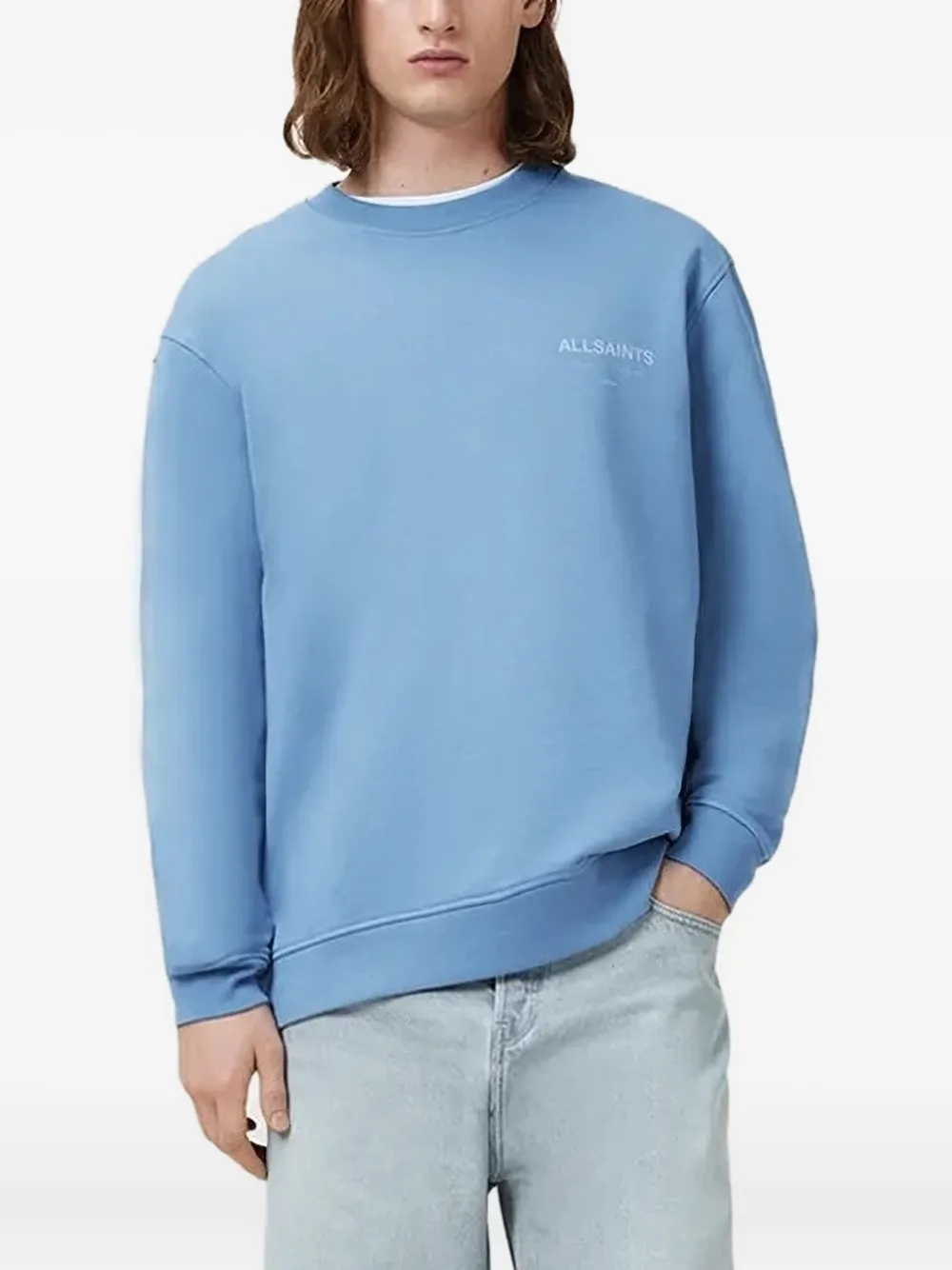 AllSaints Sweater met geborduurd logo Blauw