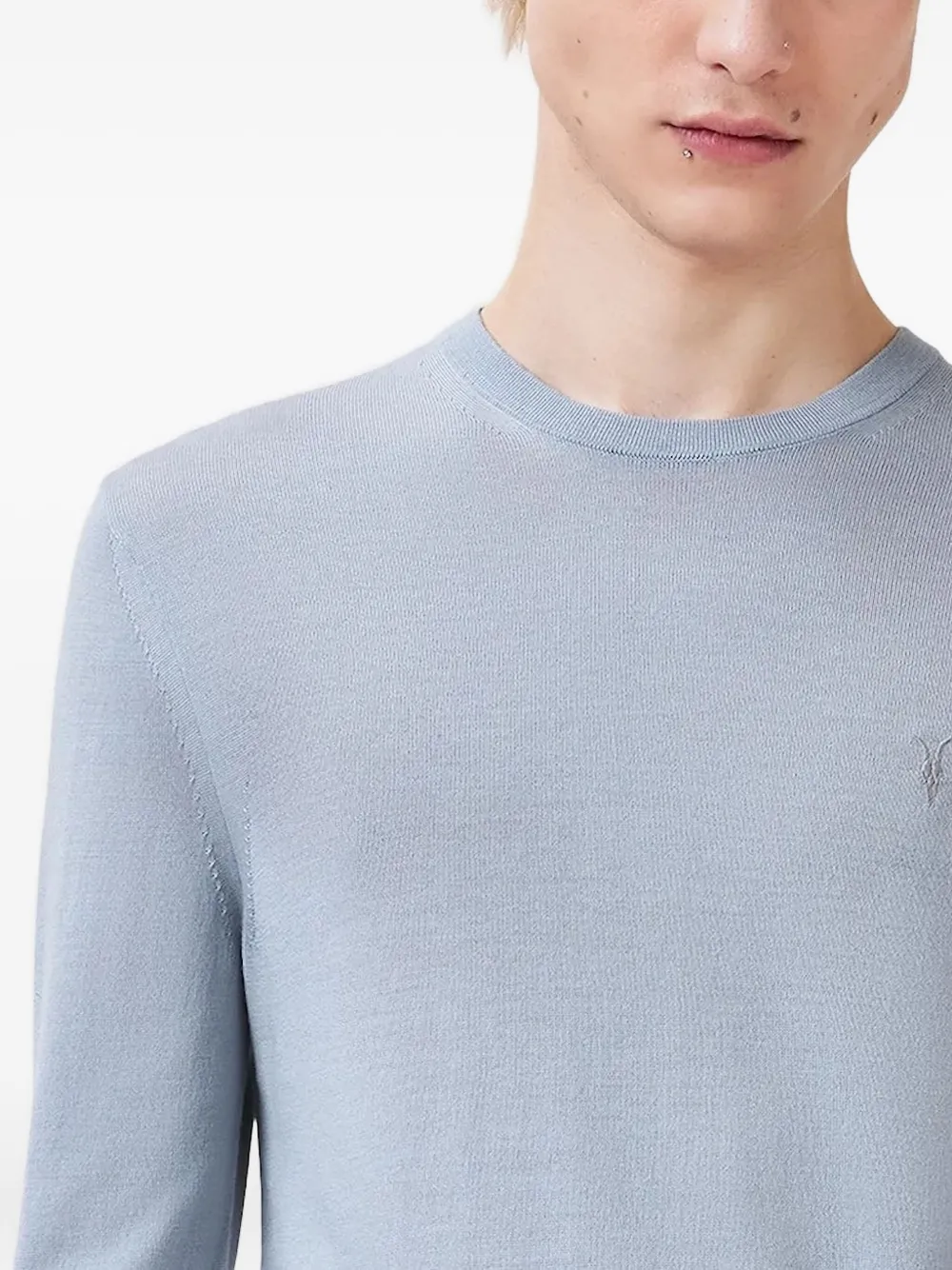 AllSaints Mode trui met geborduurd logo en ronde hals Blauw