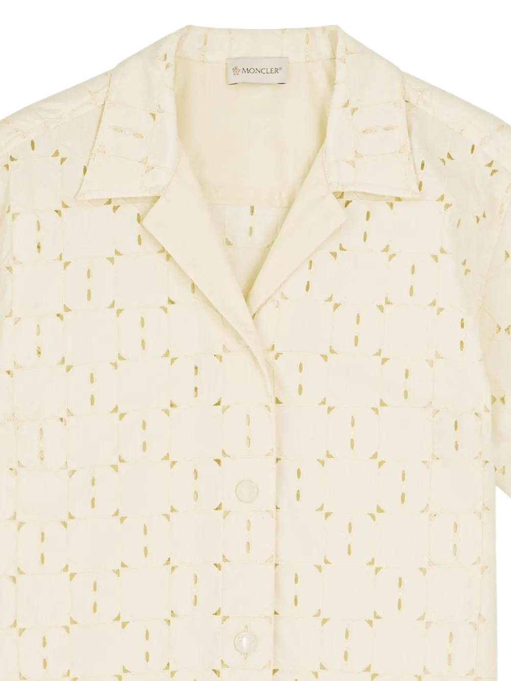 Moncler broderie-anglaise short-sleeves shirt - Beige