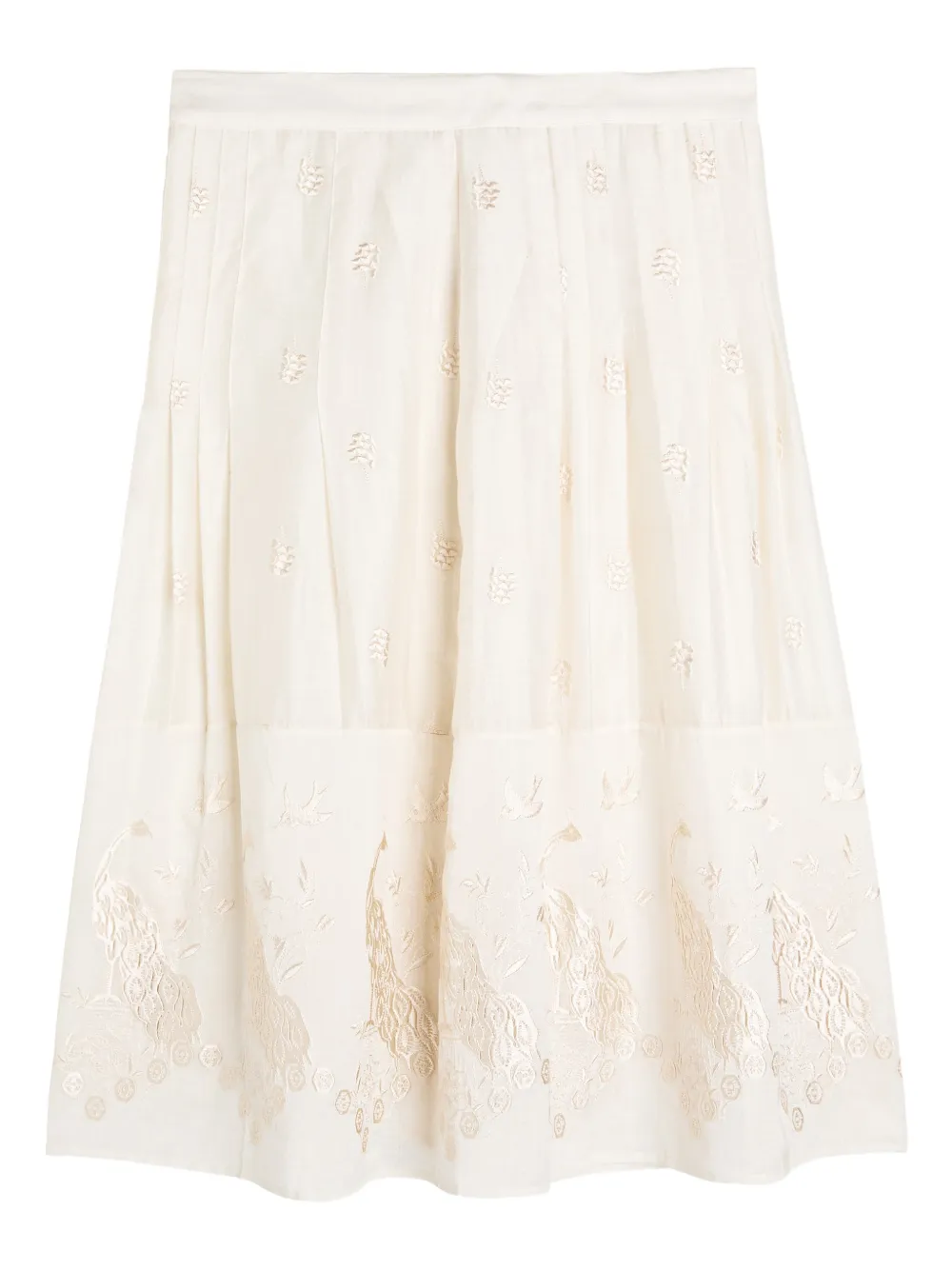 S.S.DALEY Ada embroidered midi skirt - Nude