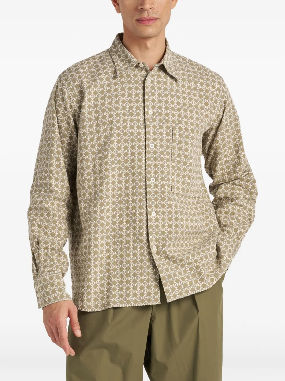 Universal Works Overhemd met geometrische print - Beige