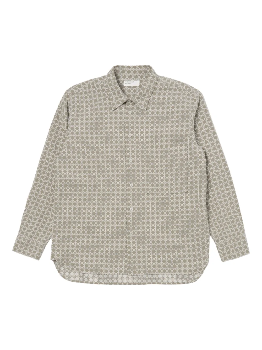 Universal Works Long-sleeve Geometric-print Shirt In Neutral