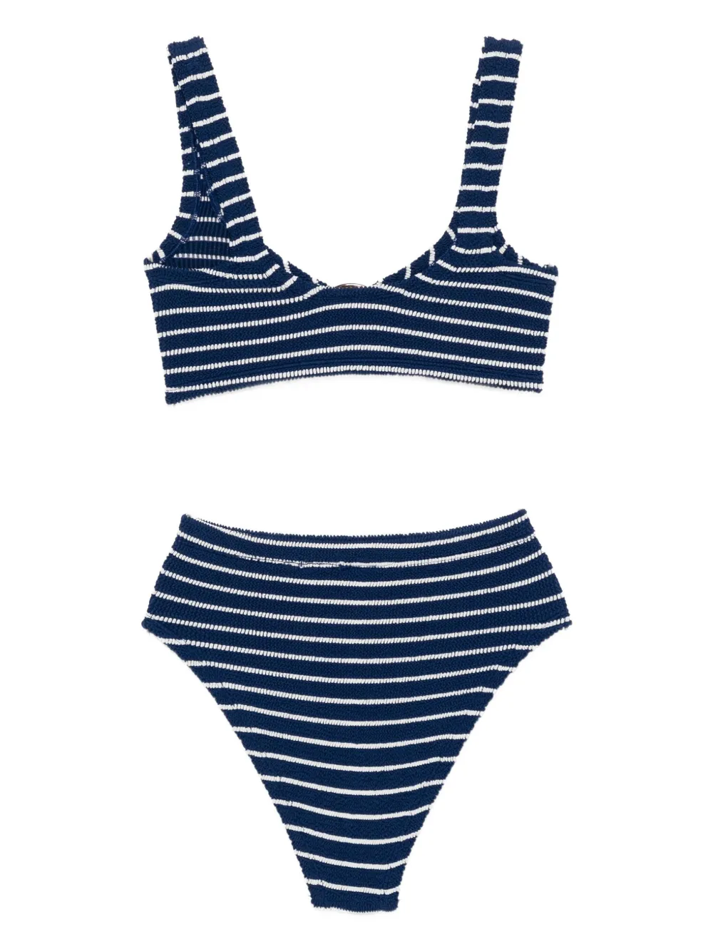Hunza G Hallie Striped Ring-detail Bikini In Blue