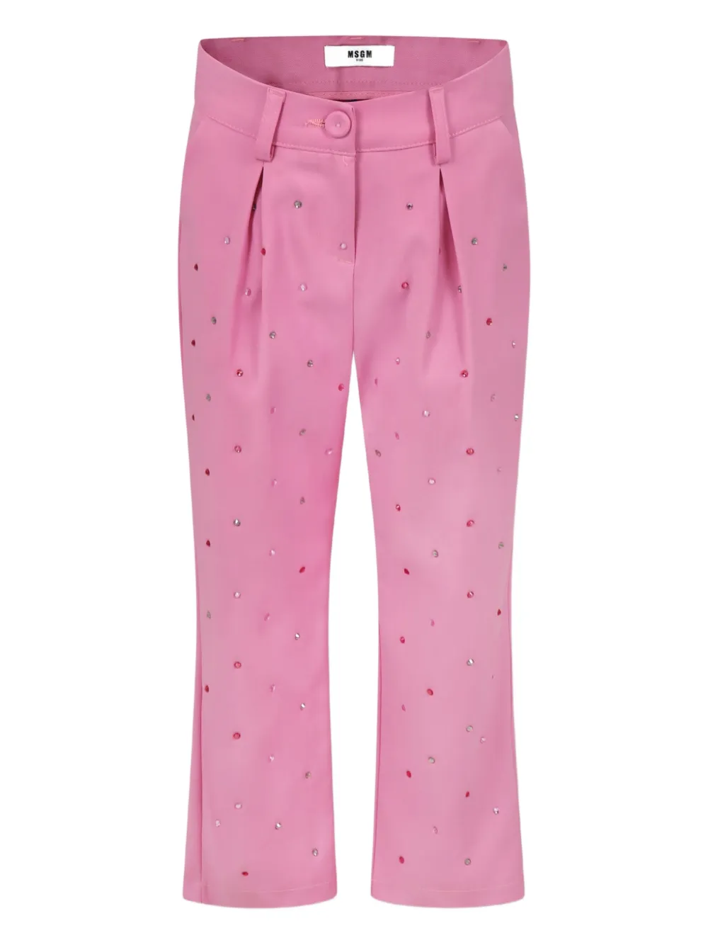 Msgm Kids' Pleat-detail Embellished Trousers In Pink