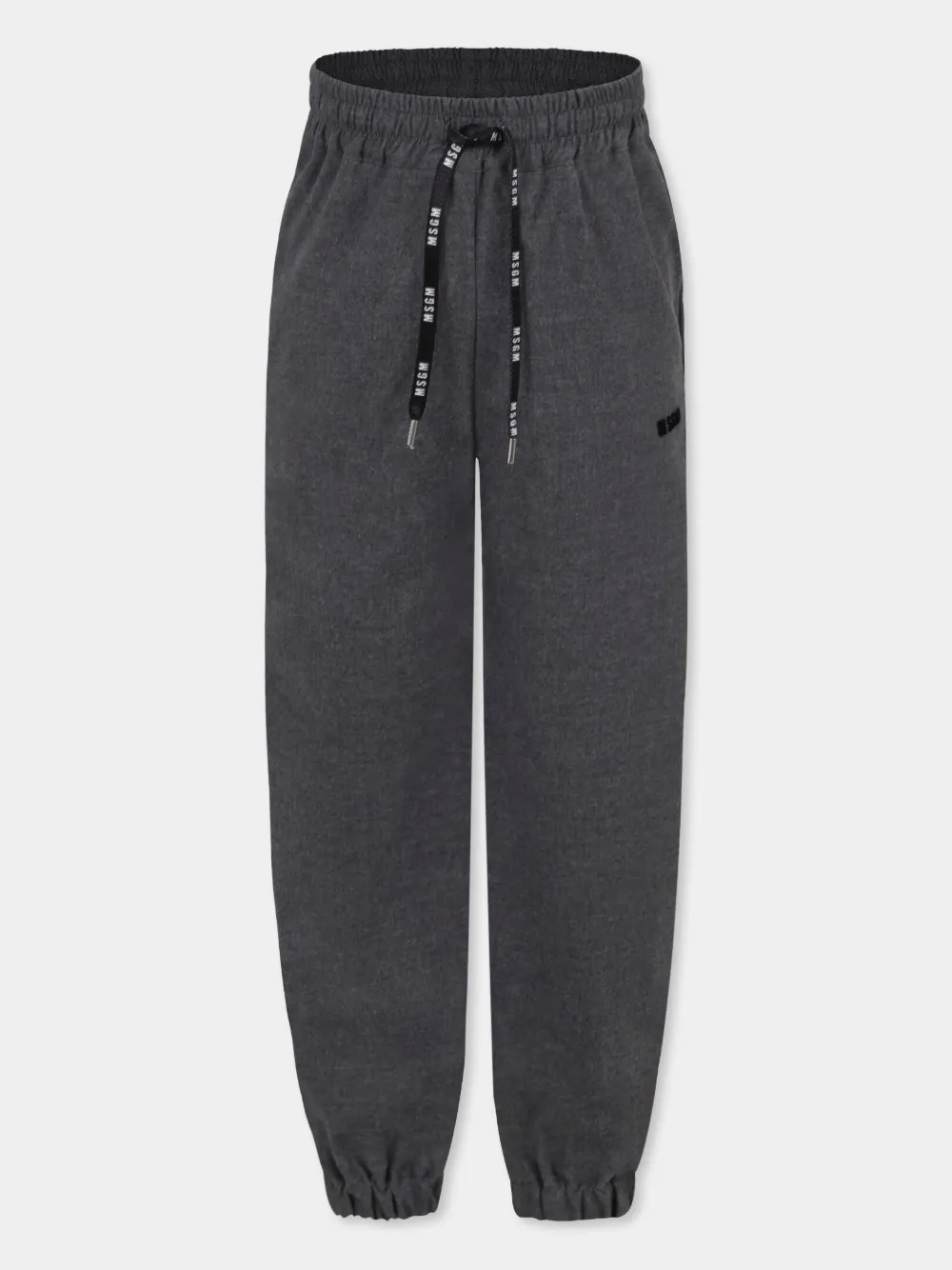 Msgm Kids' Logo-detail Drawstring Trousers In Black