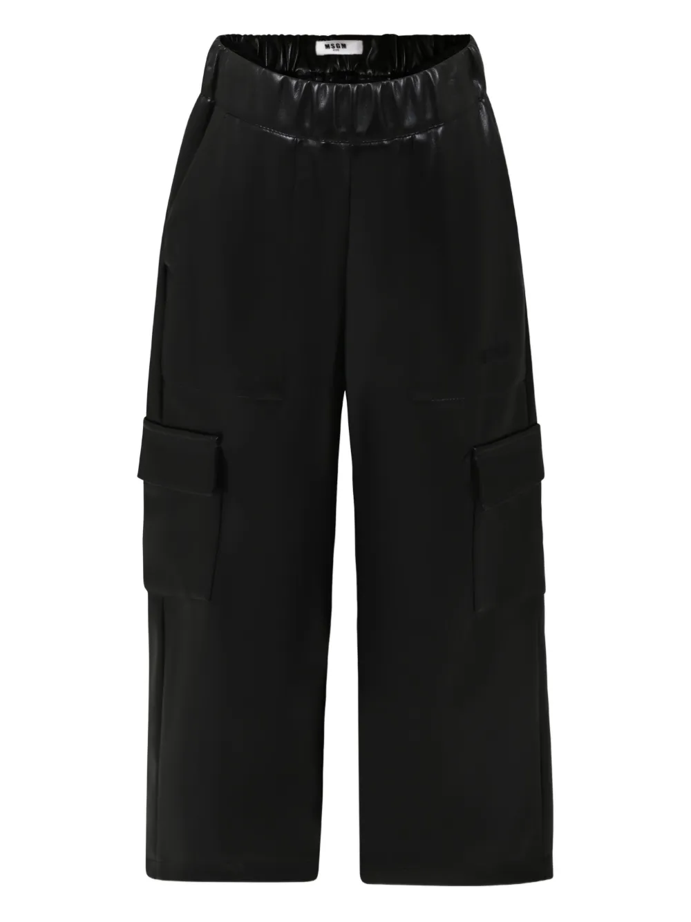 Msgm Kids' Elasticated-waist Cargo Trousers In Black