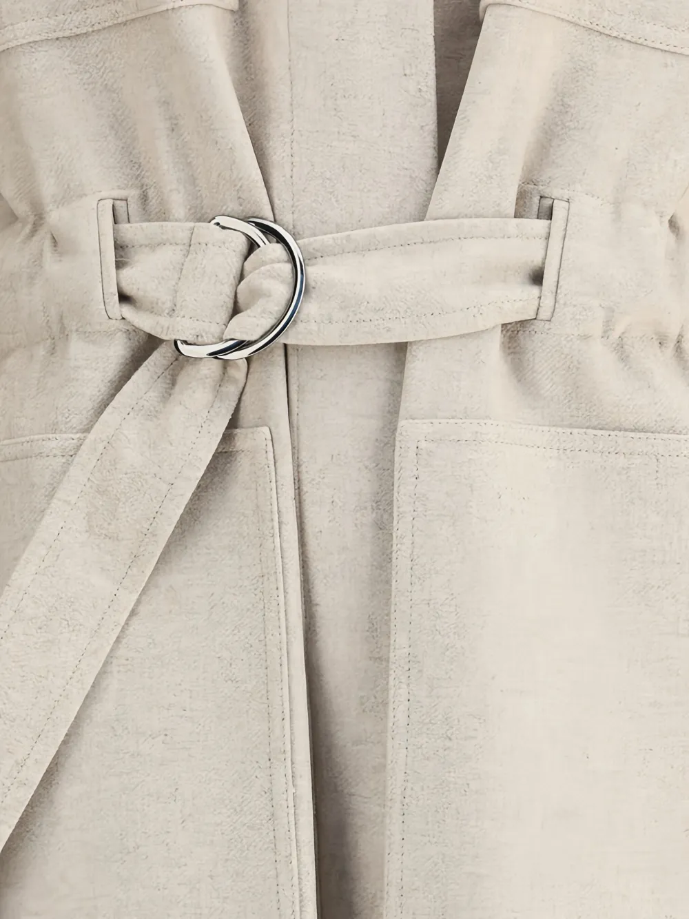 Brunello Cucinelli Jas met klepzak en ceintuur Beige