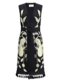 Valentino Garavani embroidered tassel coat - Black