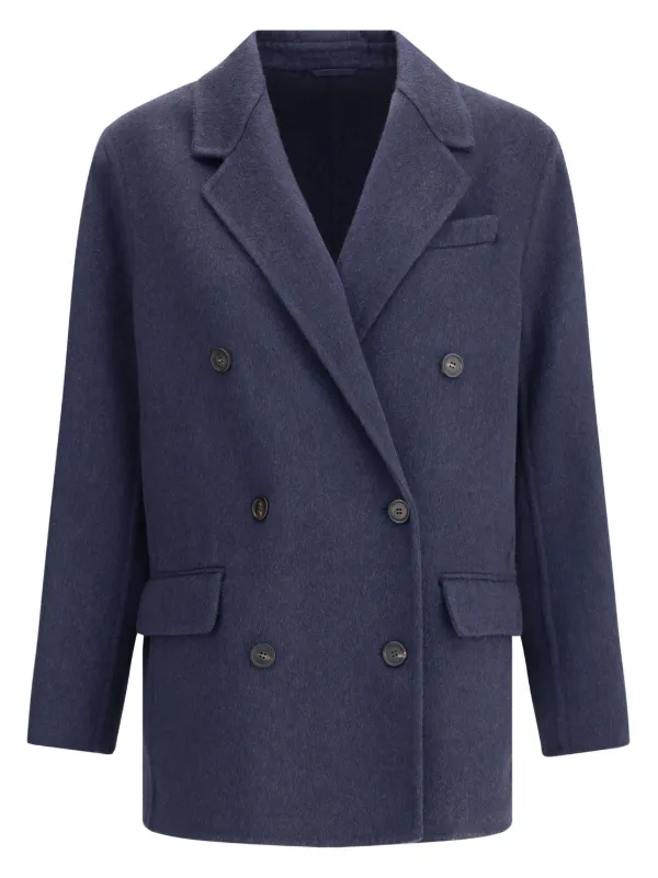 Brunello Cucinelli ノッチドラペル ダブルコート | ブルー | FARFETCH JP