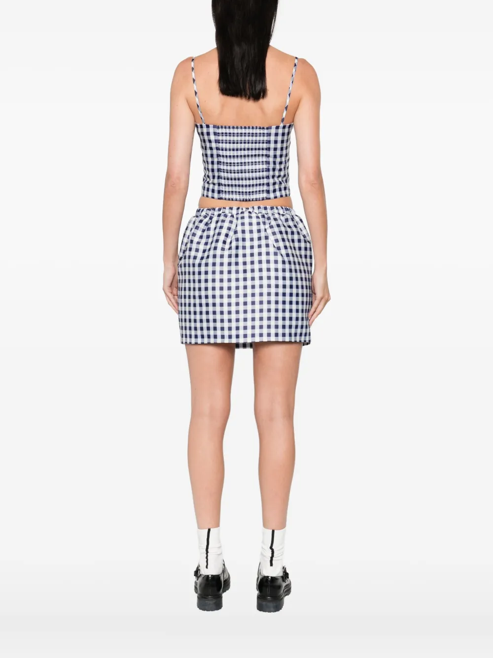 Self-Portrait Top met gingham ruit en bloemenprint Blauw