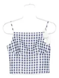 Self-Portrait gingham floral-embellished top - Blue