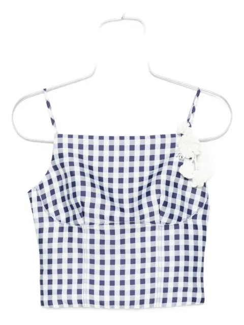 Self-Portrait gingham floral-embellished top