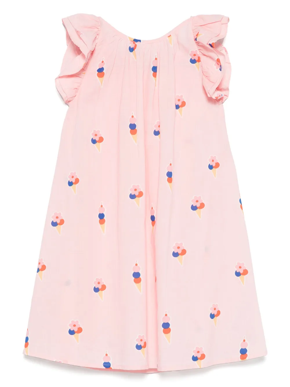 Bonton Katoenen jurk met ijsjes-patroon Roze