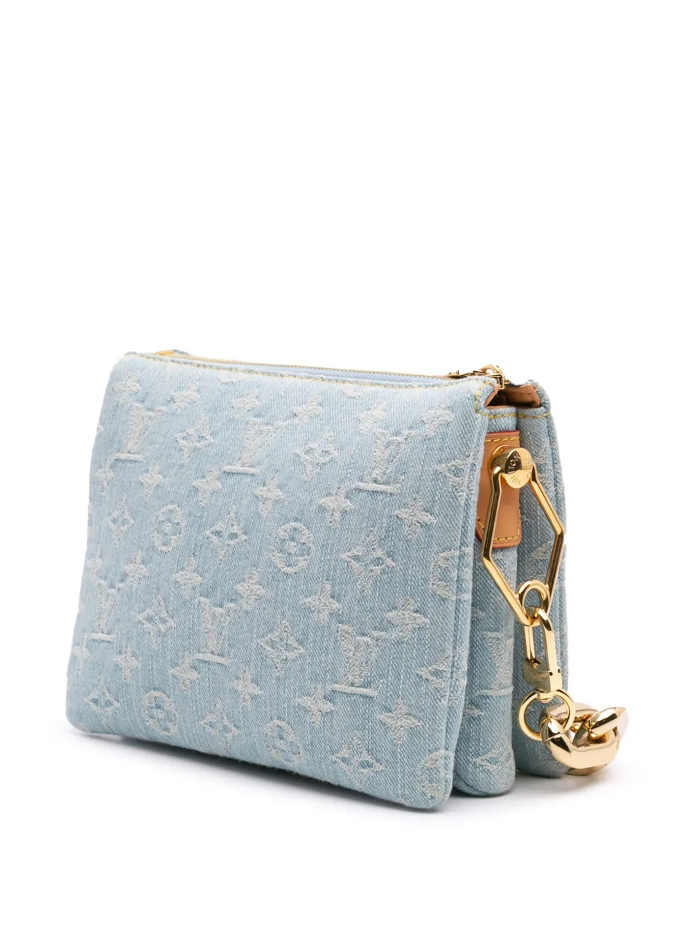 Pre-owned Louis Vuitton 2021-2025 Monogram Denim Coussin Bb Satchel