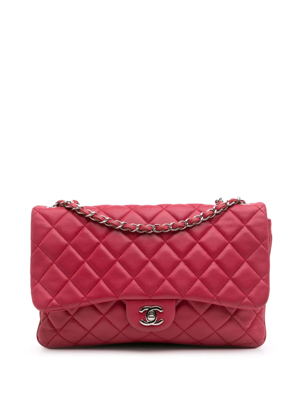 Pre-owned Chanel 2014 Jumbo Quilted Lambskin 3 Accordion Flap Shoulder Bag