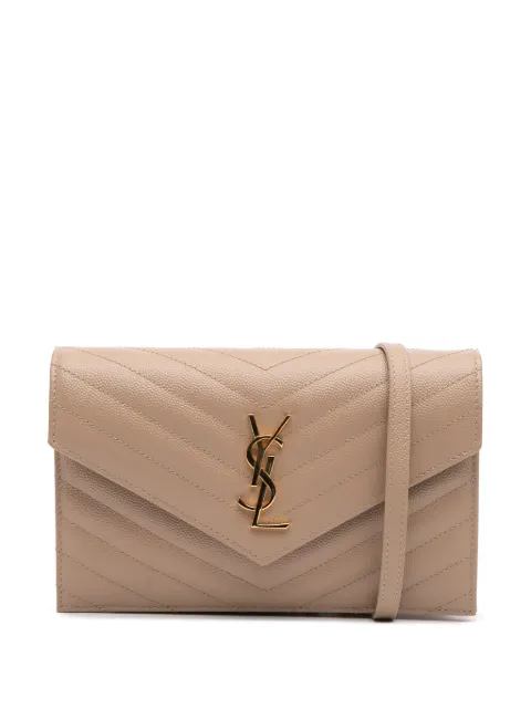 Saint Laurent Pre-Owned 2024 Grain De Poudre Monogram Chevron Envelope Wallet On Chain crossbody bag