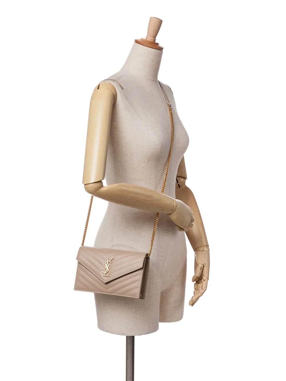 Saint Laurent Pre-Owned 2024 Grain De Poudre Monogram Chevron Envelope Wallet On Chain crossbody bag | Pre-Owned | Image 2
