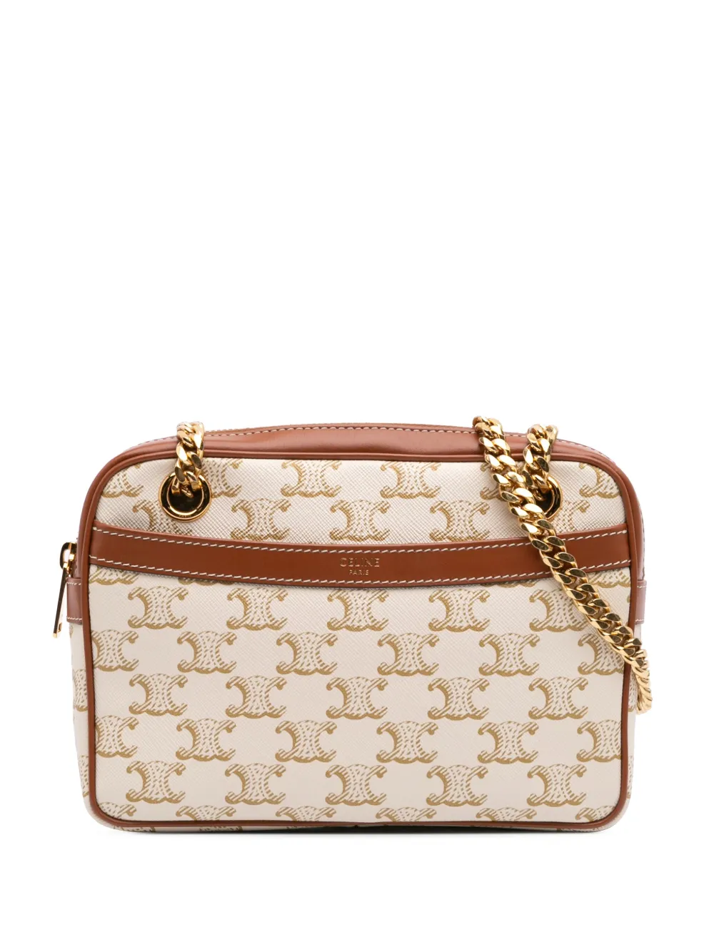 Céline Pre-Owned petit sac porté épaule Small Triomphe Coated Canvas Patapans (2021) | blanc | Image 1