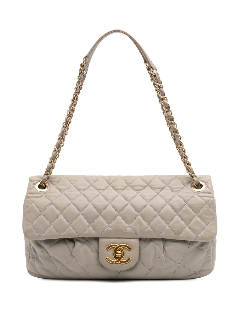 Pre-owned Chanel 2011 Large Quilted Iridescent Calfskin Coco Pleats Flap Shoulder Bag